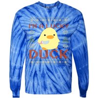 Funny Duck With Knife Meme IM A Lucky Duck Ugly Christmas Gift Tie-Dye Long Sleeve Shirt