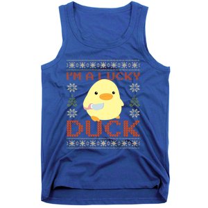 Funny Duck With Knife Meme IM A Lucky Duck Ugly Christmas Gift Tank Top