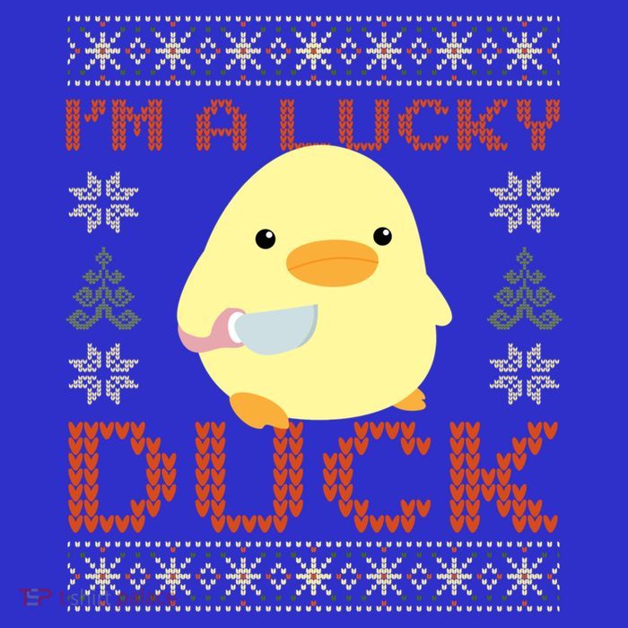 Funny Duck With Knife Meme IM A Lucky Duck Ugly Christmas Gift Short Acrylic Beanie