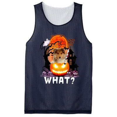 Funny Dog What? Rough Collie With Knife Halloween Costume Mesh Reversible Basketball Jersey Tank