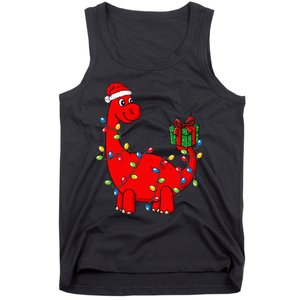 Festive Dino with Illuminated Decor Hilarious Holiday Tank Top