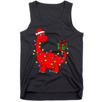 Festive Dino with Illuminated Decor Hilarious Holiday Tank Top