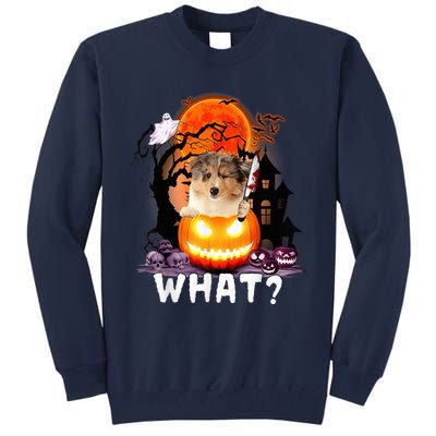 Funny Dog What? Rough Collie With Knife Halloween Costume Tall Sweatshirt