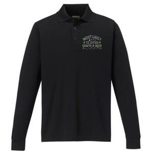 Funny Drinking Xmas Most Likely To Offer Santa A Beer Christmas Gift Performance Long Sleeve Polo