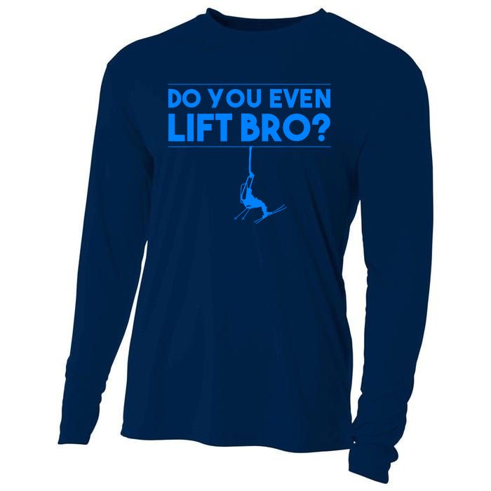 Funny Do You Even Lift Bro Gift | Cute Skiing Lover Boy Cooling Performance Long Sleeve Crew