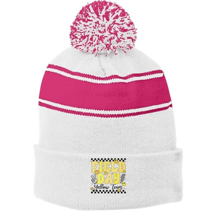 Field Day Yellow Team Field Trip Game Competition Student Stripe Pom Pom Beanie