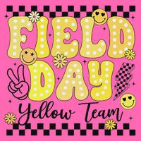 Field Day Yellow Team Field Trip Game Competition Student Stripe Pom Pom Beanie