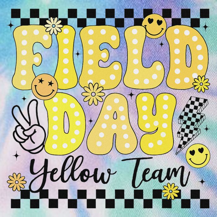 Field Day Yellow Team Field Trip Game Competition Student Legacy Tie Dye Trucker Hat