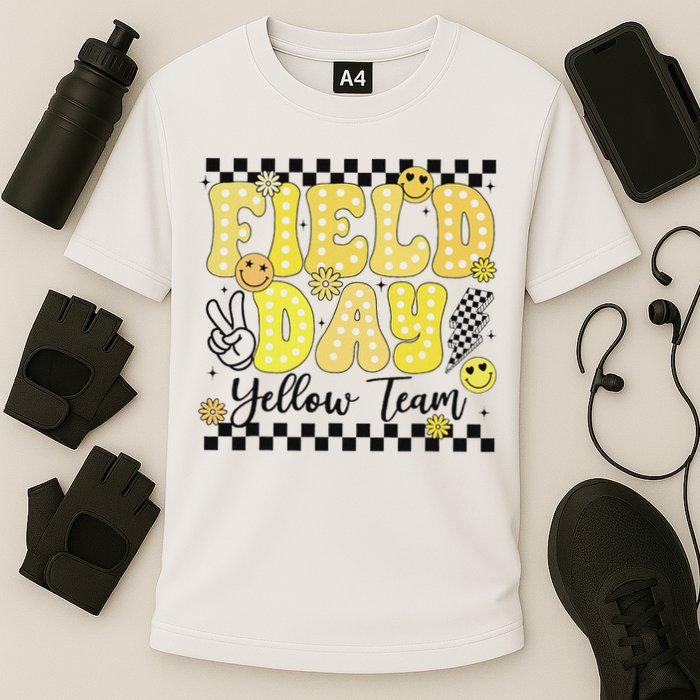 Field Day Yellow Team Field Trip Game Competition Student Cooling Performance Crew T-Shirt