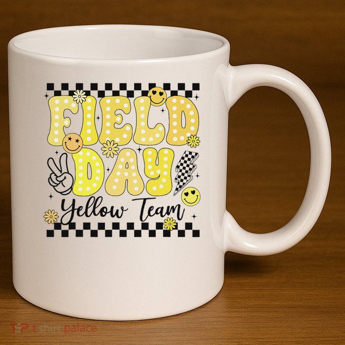 Field Day Yellow Team Field Trip Game Competition Student 11oz C Handle Ceramic Mug