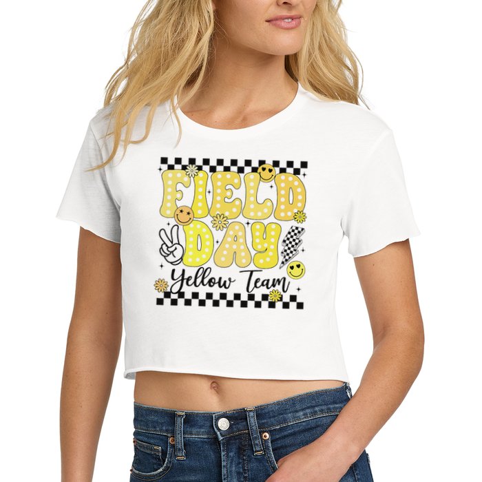 Field Day Yellow Team Field Trip Game Competition Student Women's Crop Top Tee