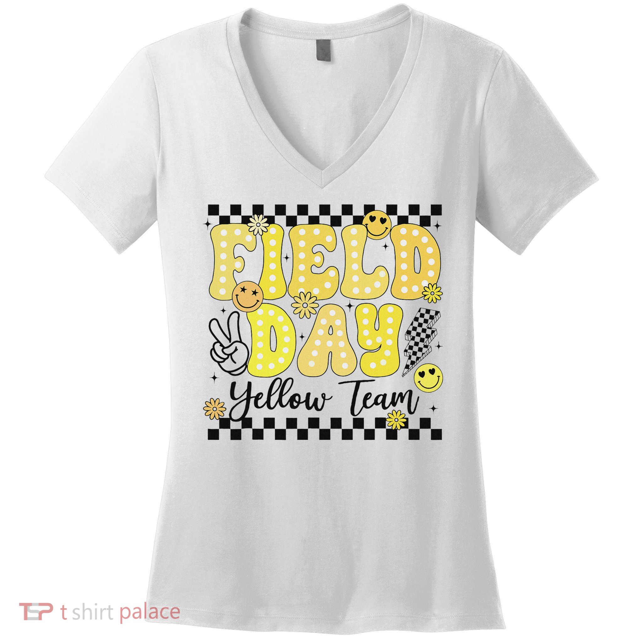Field Day Yellow Team Field Trip Game Competition Student Women's V-Neck T-Shirt