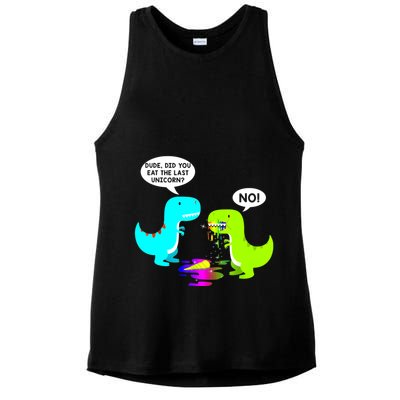 Funny Did You Eat The Last Unicorn Dinosaur Short Ladies PosiCharge Tri-Blend Wicking Tank