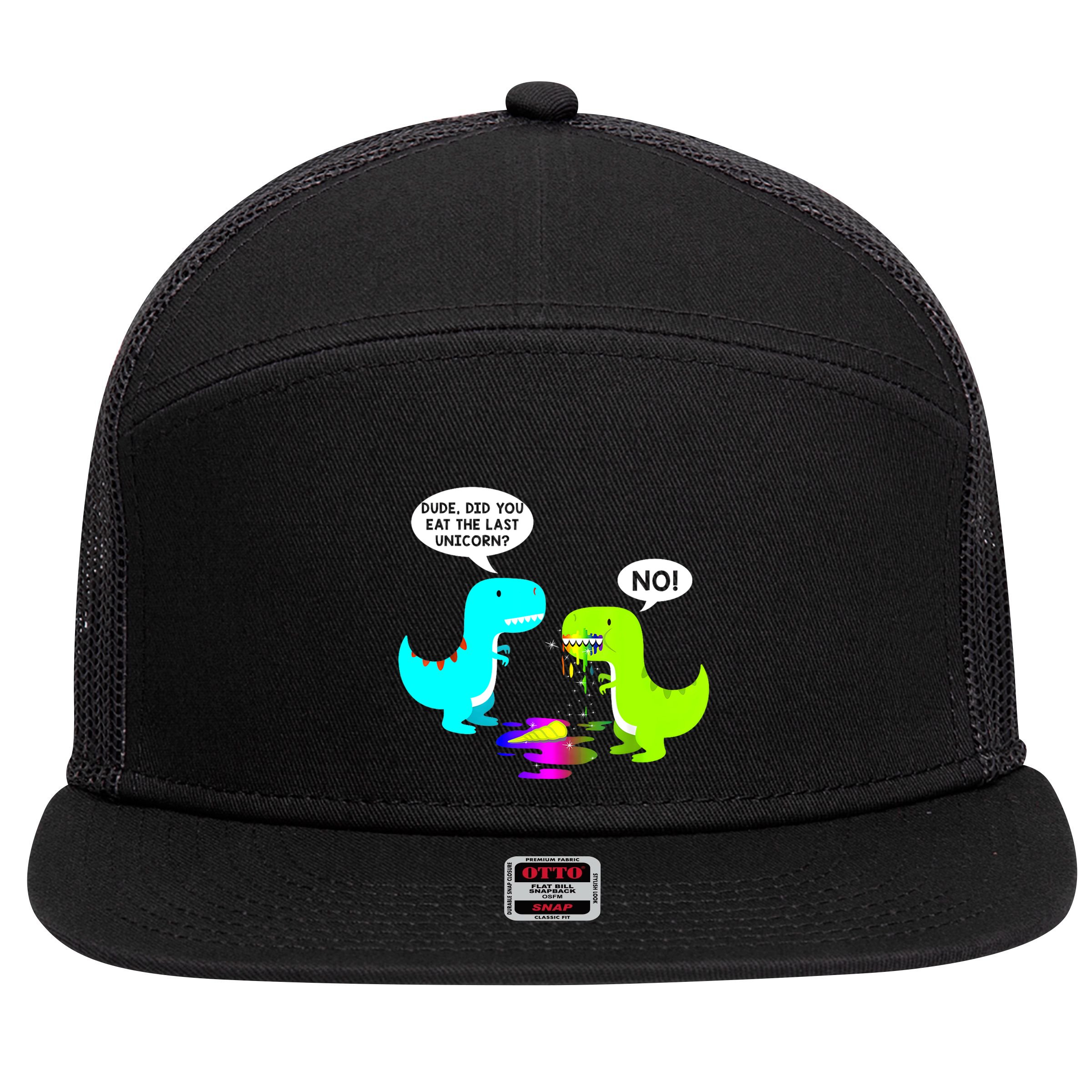 Funny Did You Eat The Last Unicorn Dinosaur Short 7 Panel Mesh Trucker Snapback Hat