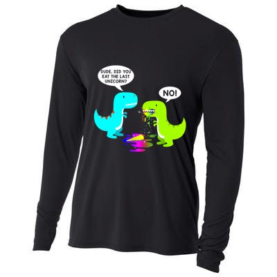 Funny Did You Eat The Last Unicorn Dinosaur Short Cooling Performance Long Sleeve Crew
