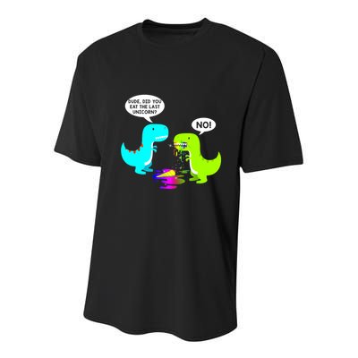 Funny Did You Eat The Last Unicorn Dinosaur Short Youth Performance Sprint T-Shirt