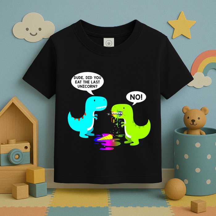 Funny Did You Eat The Last Unicorn Dinosaur Short Toddler T-Shirt