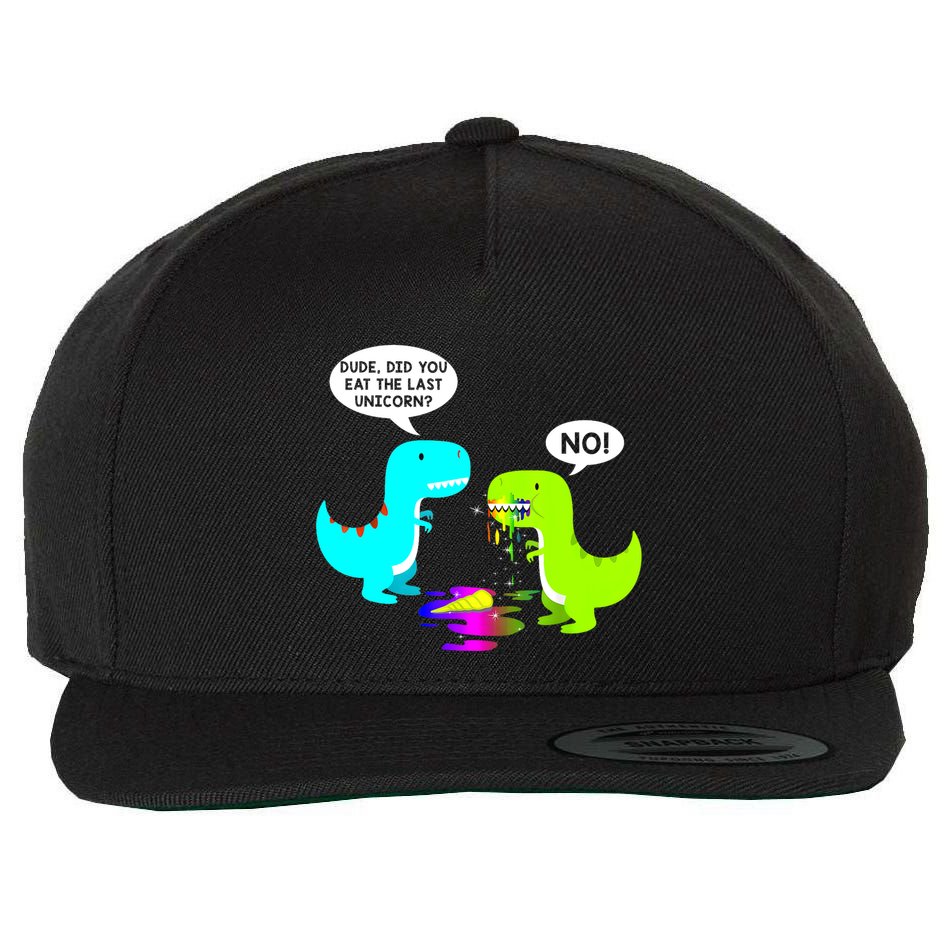Funny Did You Eat The Last Unicorn Dinosaur Short Wool Snapback Cap