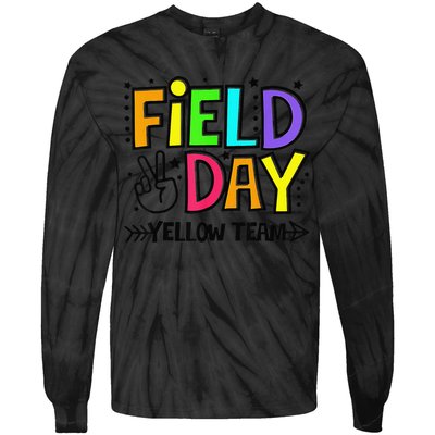 Field Day Yellow Team Funny For Teacher Field Day Games Tie-Dye Long Sleeve Shirt