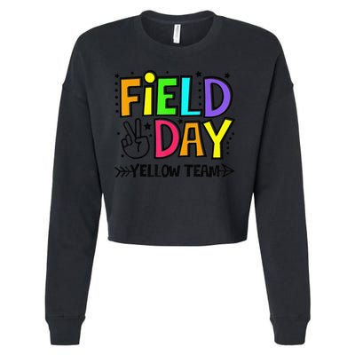 Field Day Yellow Team Funny For Teacher Field Day Games Cropped Pullover Crew
