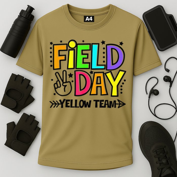Field Day Yellow Team Funny For Teacher Field Day Games Cooling Performance Crew T-Shirt