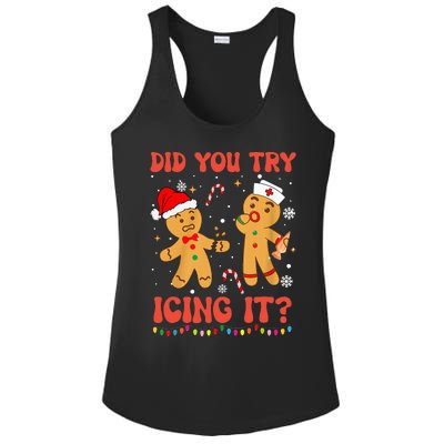 Funny Did You Try Icing It Christmas Nurse Gingerbread  Ladies PosiCharge Competitor Racerback Tank