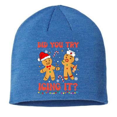 Funny Did You Try Icing It Christmas Nurse Gingerbread  Sustainable Beanie