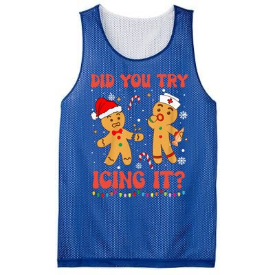 Funny Did You Try Icing It Christmas Nurse Gingerbread  Mesh Reversible Basketball Jersey Tank