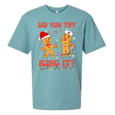 Funny Did You Try Icing It Christmas Nurse Gingerbread  Sueded Cloud Jersey T-Shirt