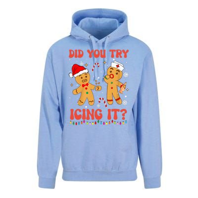 Funny Did You Try Icing It Christmas Nurse Gingerbread  Unisex Surf Hoodie