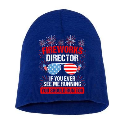 Fireworks Director You See Me Running Patriotic Funny Great Gift Short Acrylic Beanie