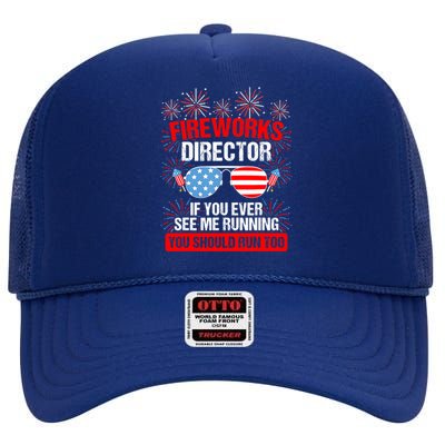 Fireworks Director You See Me Running Patriotic Funny Great Gift High Crown Mesh Back Trucker Hat