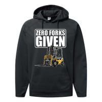 Forklift Driver Zero Forks Given Operator Forklift Performance Fleece Hoodie