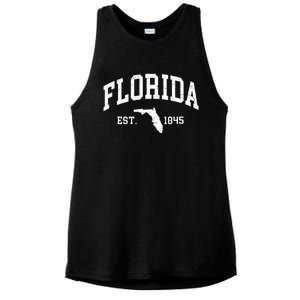 Florida Est 1845 Distressed Worn Design Classic Ladies PosiCharge Tri-Blend Wicking Tank