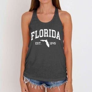 Florida Est 1845 Distressed Worn Design Classic Women's Knotted Racerback Tank