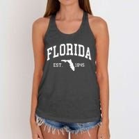 Florida Est 1845 Distressed Worn Design Classic Women's Knotted Racerback Tank