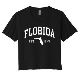 Florida Est 1845 Distressed Worn Design Classic Women's Crop Top Tee