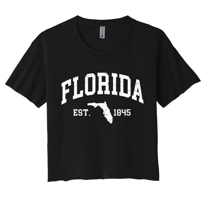 Florida Est 1845 Distressed Worn Design Classic Women's Crop Top Tee