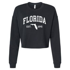 Florida Est 1845 Distressed Worn Design Classic Cropped Pullover Crew