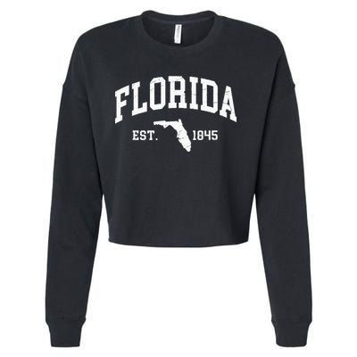 Florida Est 1845 Distressed Worn Design Classic Cropped Pullover Crew