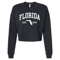 Florida Est 1845 Distressed Worn Design Classic Cropped Pullover Crew