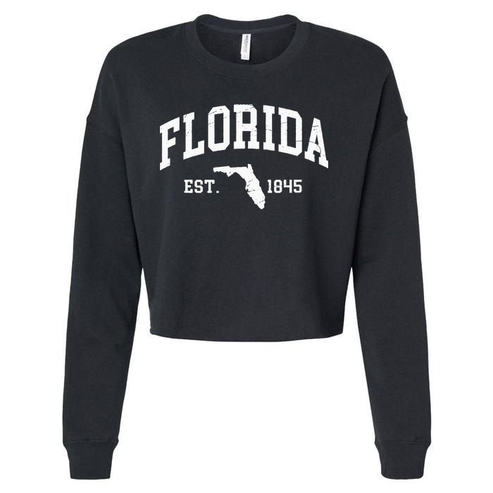 Florida Est 1845 Distressed Worn Design Classic Cropped Pullover Crew