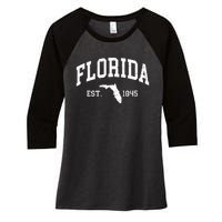 Florida Est 1845 Distressed Worn Design Classic Women's Tri-Blend 3/4-Sleeve Raglan Shirt