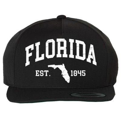 Florida Est 1845 Distressed Worn Design Classic Wool Snapback Cap