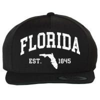 Florida Est 1845 Distressed Worn Design Classic Wool Snapback Cap