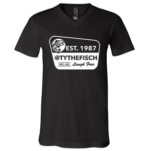 Fisch Est 1987 Tythefisch Laugh Free V-Neck T-Shirt