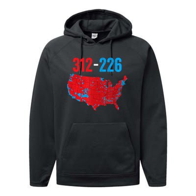 Funny Election 312 Vs 226 Cool Accurate Map Of 2024 Election Gift Performance Fleece Hoodie