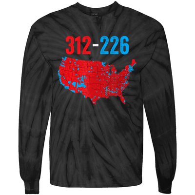 Funny Election 312 Vs 226 Cool Accurate Map Of 2024 Election Gift Tie-Dye Long Sleeve Shirt