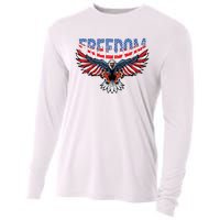 Freedom Eagle 4th Of July American Flag Patriotic Cooling Performance Long Sleeve Crew