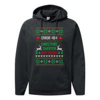 Funny Error 404 Ugly Christmas Sweater Not Found Funny Xmas Performance Fleece Hoodie